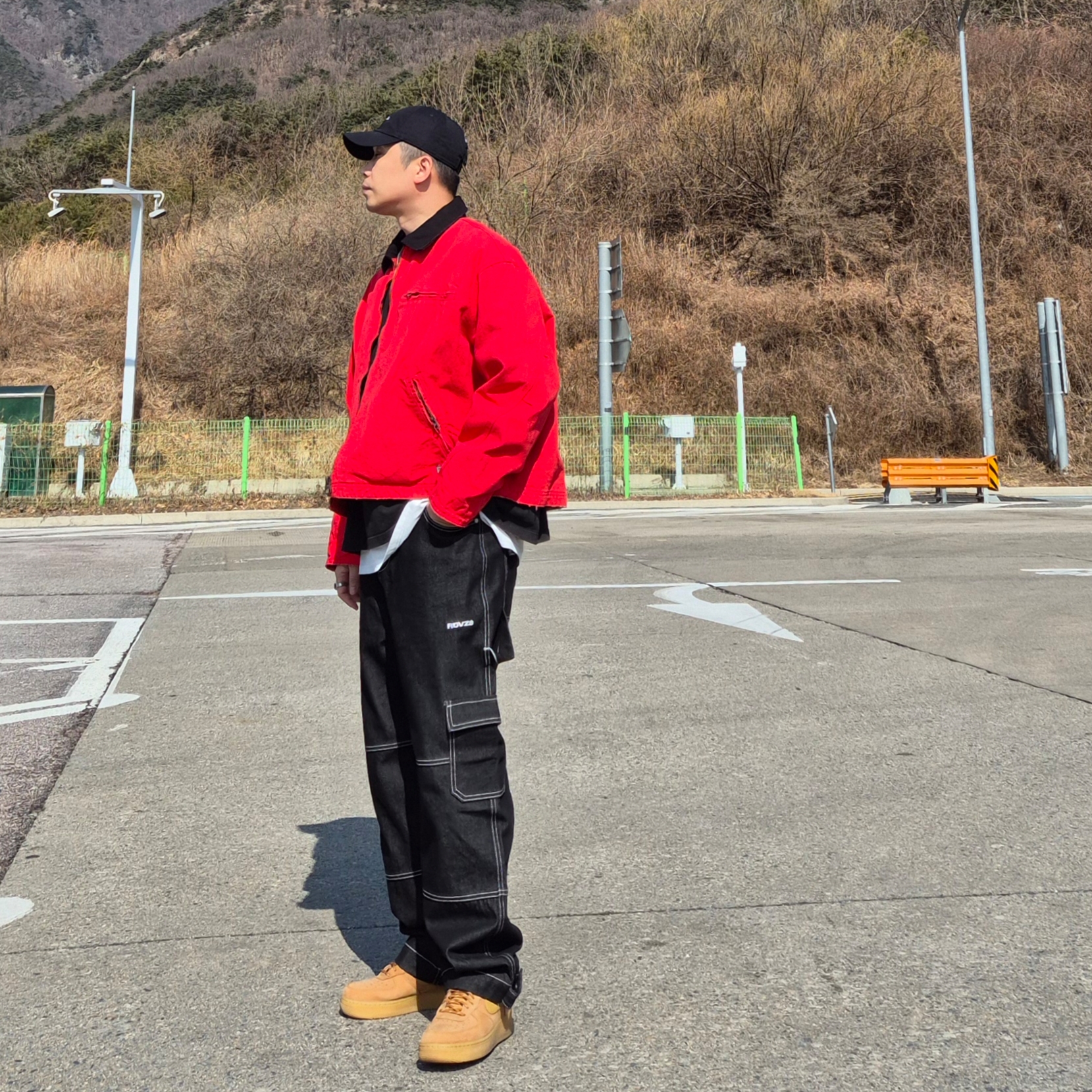 Nike Air Force 1 '07 WB Flax, RDVZ Stitch Point Denim Pants 착용 스타일 - 1
