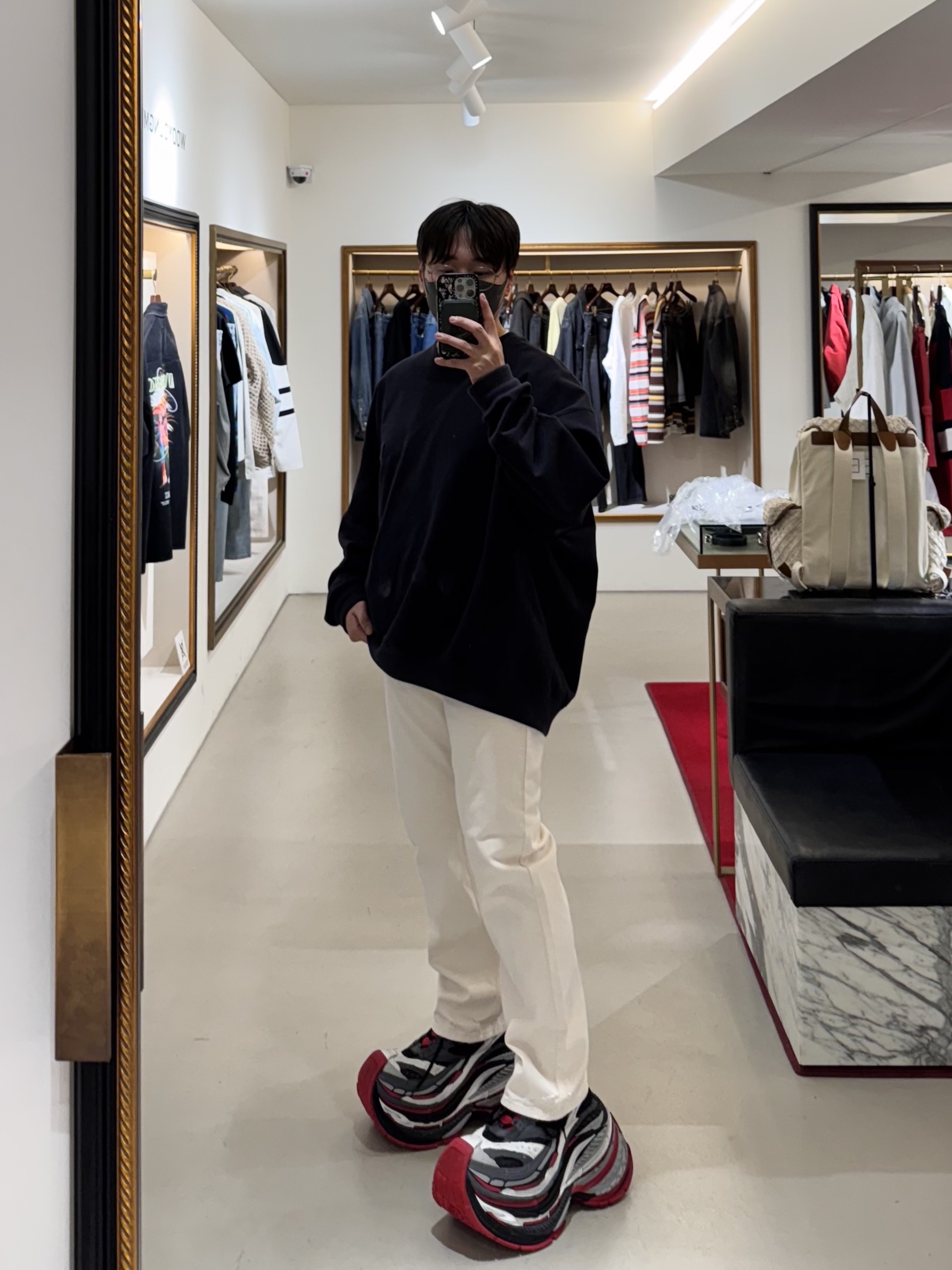 (W) Wooyoungmi Tweed Banding Jacket Gray - 24FW, Wooyoungmi New Straight Denim Pants Blue - 25SS 착용 스타일 - 8
