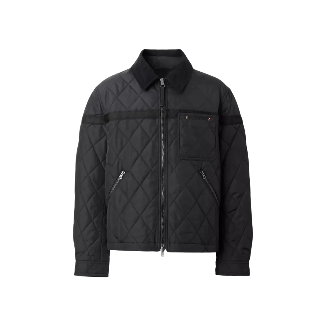 8061665 Burberry Corduroy Collar Diamond Quilted Barn Jacket Black - 대표 이미지 #1