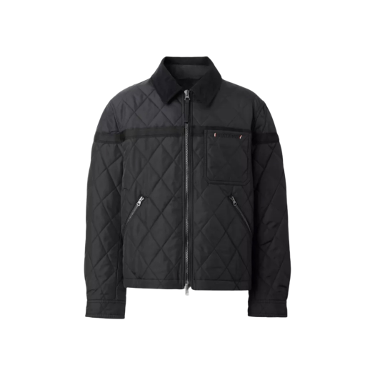 Burberry Corduroy Collar Diamond Quilted Barn Jacket Black
