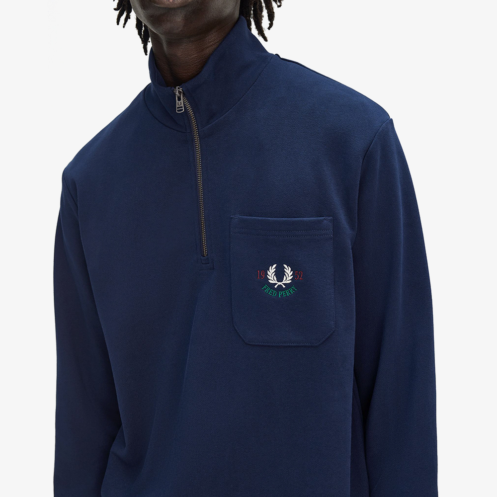 프레드페리 클럽하우스 엠브로이더드 챔피언 하프집 스웻셔츠 테니스블루(Fred Perry Clubhouse Embroidered Champion Half Zip Sweatshirt Tennis Blue) - 6
