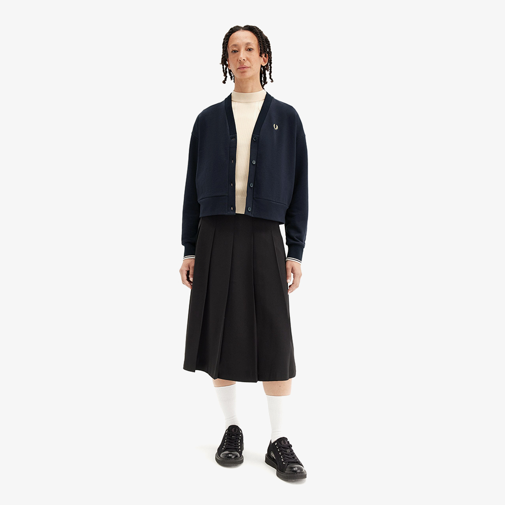 프레드페리 우먼스 팁 스웻셔츠 가디건 네이비(Fred Perry Womens Tipped Sweatshirt Cardigan Navy) - 5