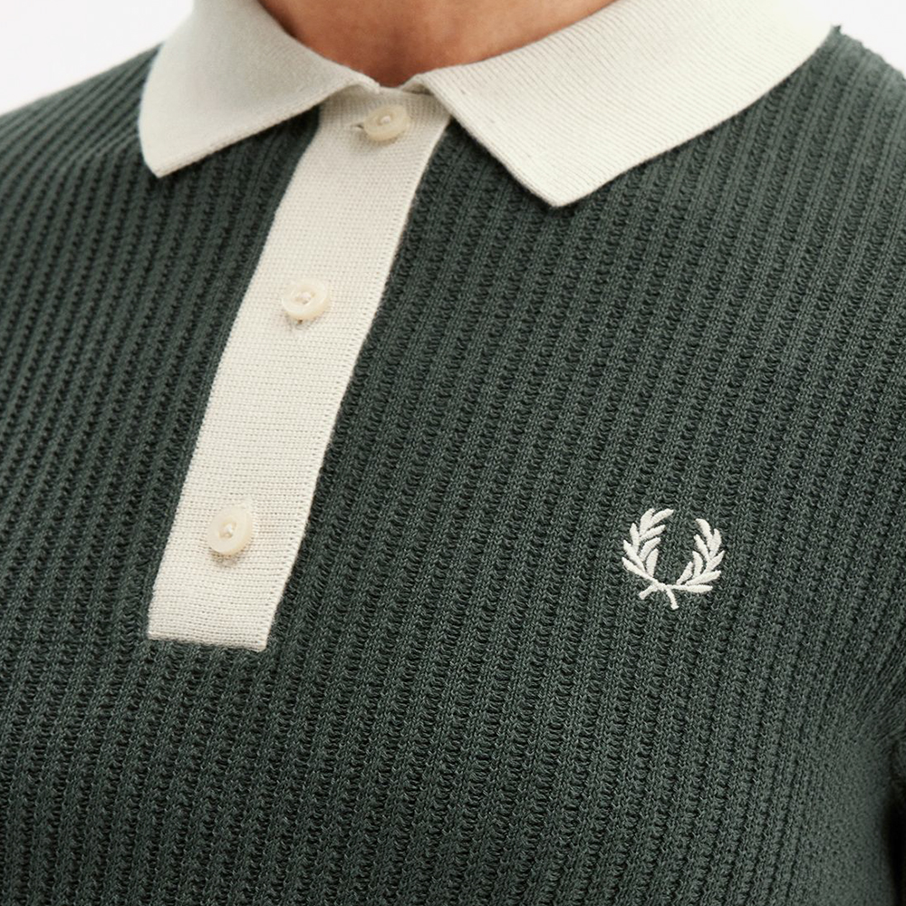 프레드페리 우먼즈 메시 니트 폴로 셔츠 코트 그린(Fred Perry Womens Mesh Knit Polo Shirt Court Green) - 5