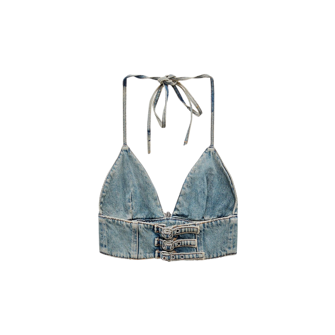 (W) 자라 x 바비 더 무비 워너 브로스 데님 크롭 탑 라이트 블루((W) Zara x Barbie The Movie Warner Bros Denim Crop Top Light Blue) - 2