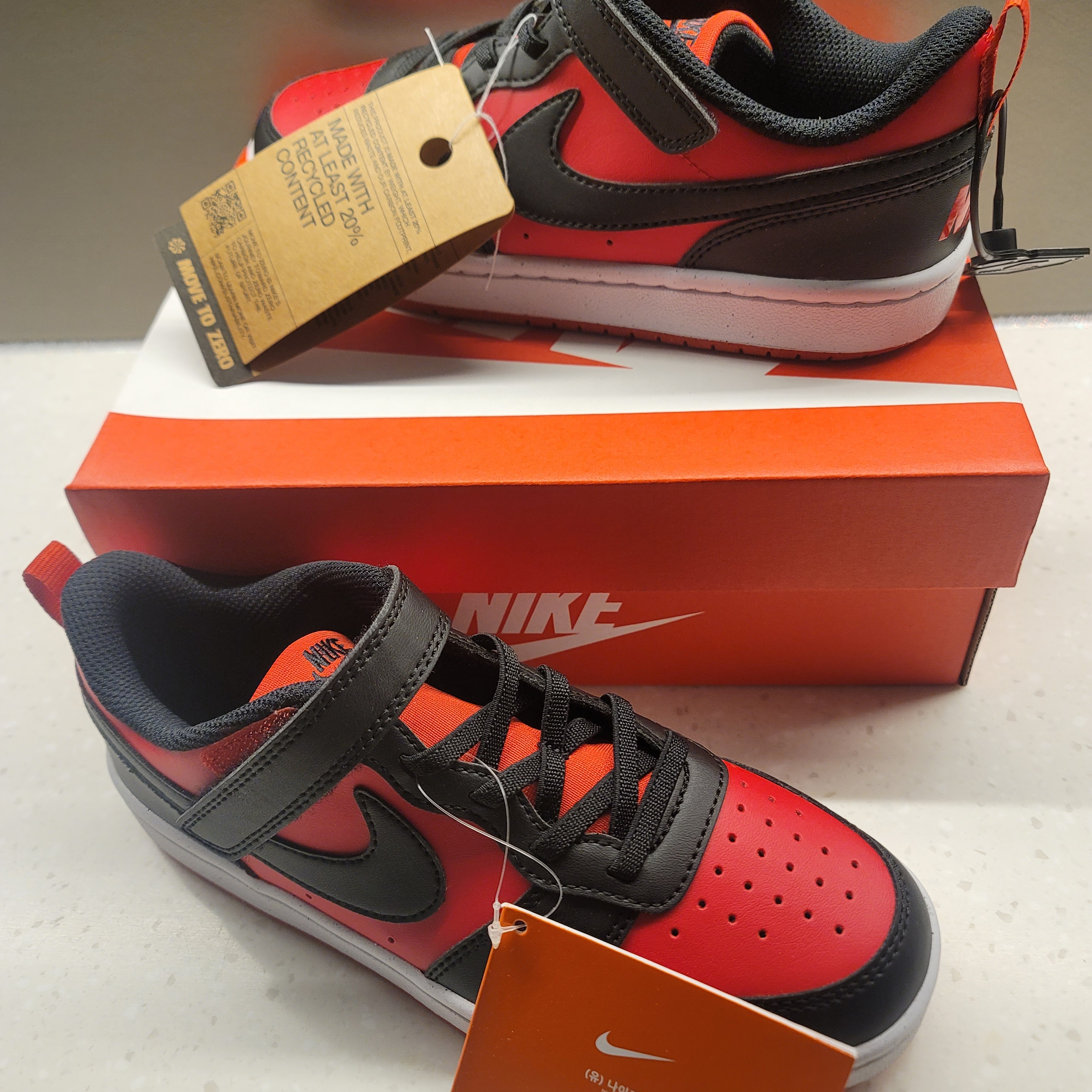 (PS) Nike Court Borough Low Recraft University Red Black 착용 스타일