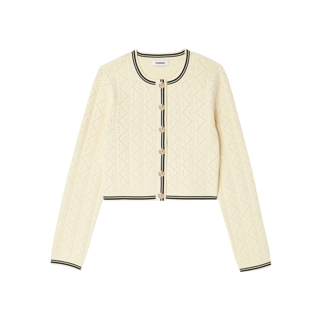 (W) 산드로 크롭 포인텔레 니트 가디건 에크루 | Sandro | KREAM (W) Sandro Cropped Pointelle Knit Cardigan Ecru