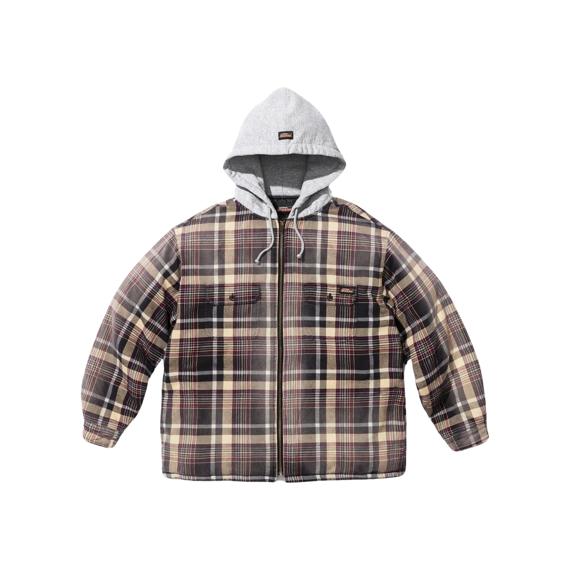 - Supreme x Dickies Plaid Hooded Zip Up Shirt Black - 23FW - 대표 이미지 #1
