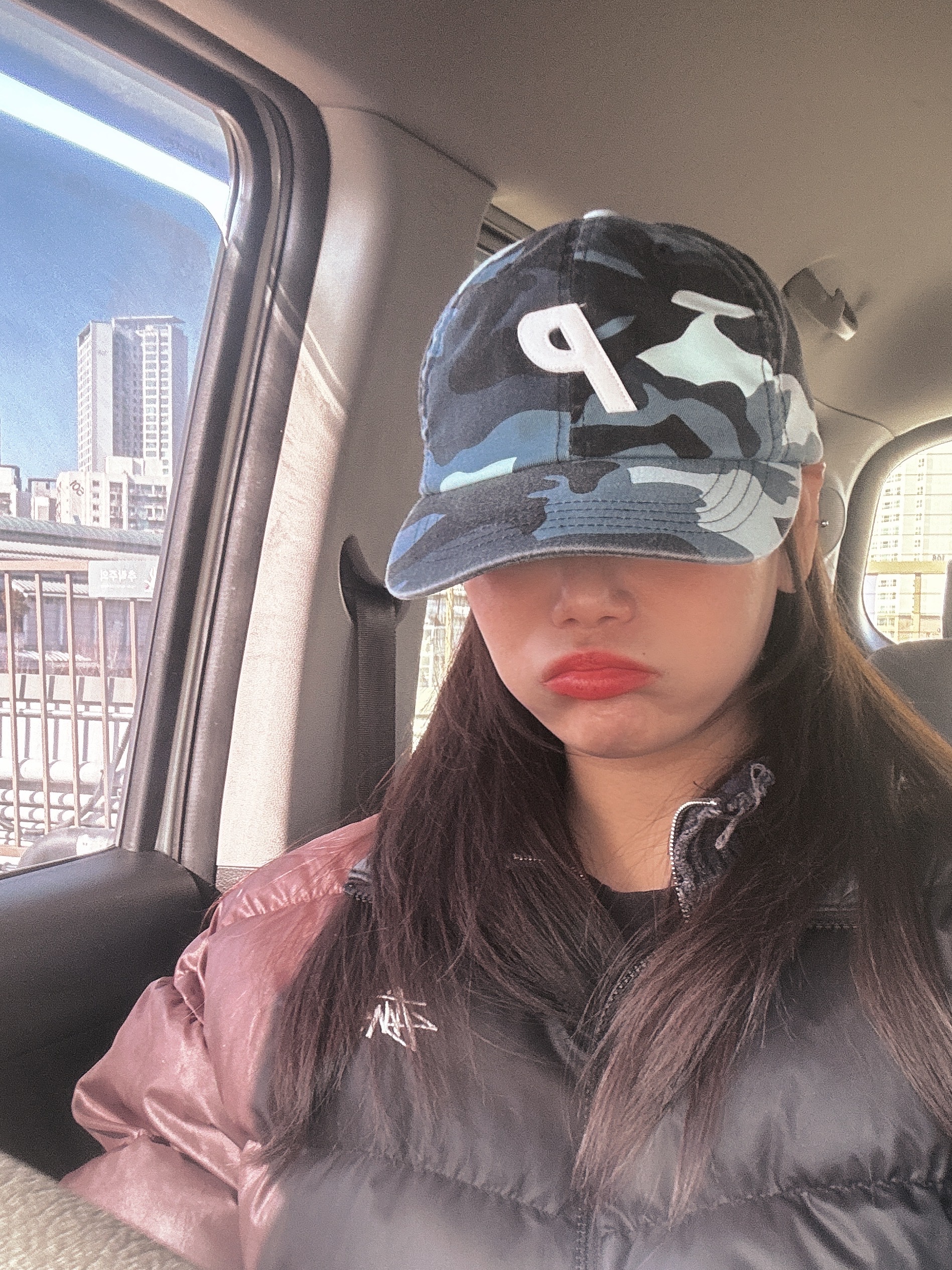 Palace P 6-Panel Washed Navy Camo - 24SS 착용 스타일