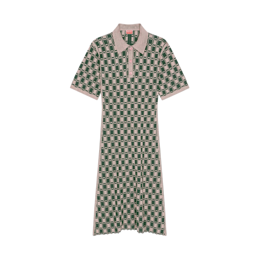 (W) Kenzo Jacquard Polo Dress Rose