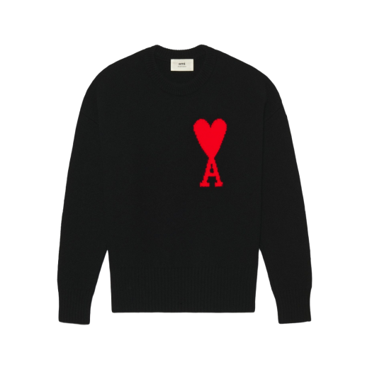 AMI de Coeur Oversize Intarsia Sweater Black Red