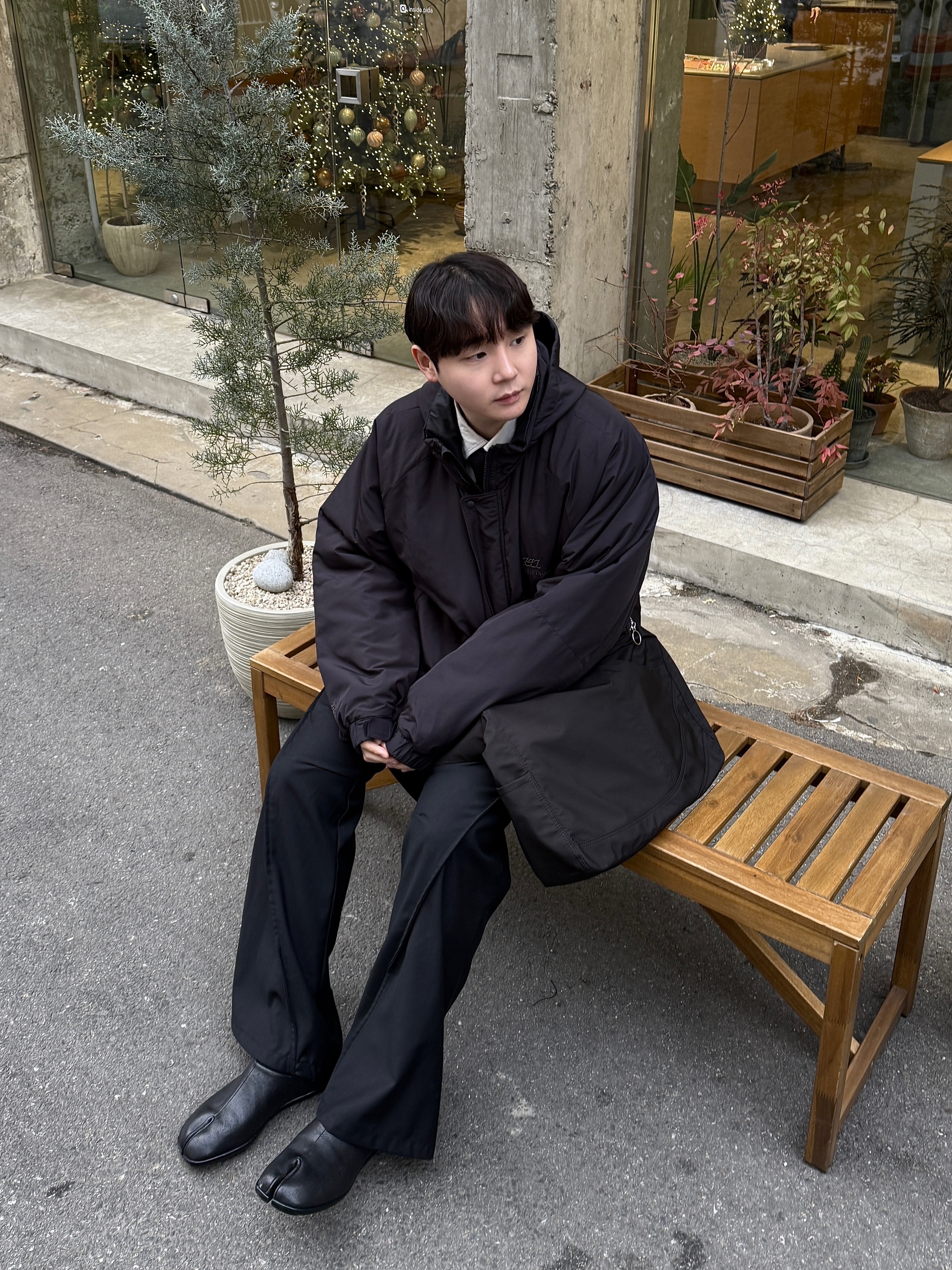 Polyteru Human Index Human Loosed Half Zip Knit Gray, Maison Margiela Slip-On Tabi Shoes Black 착용 스타일 - 5
