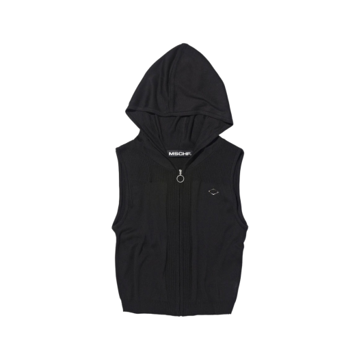 (W) Mischief Rhombus Hooded Knit Vest Black