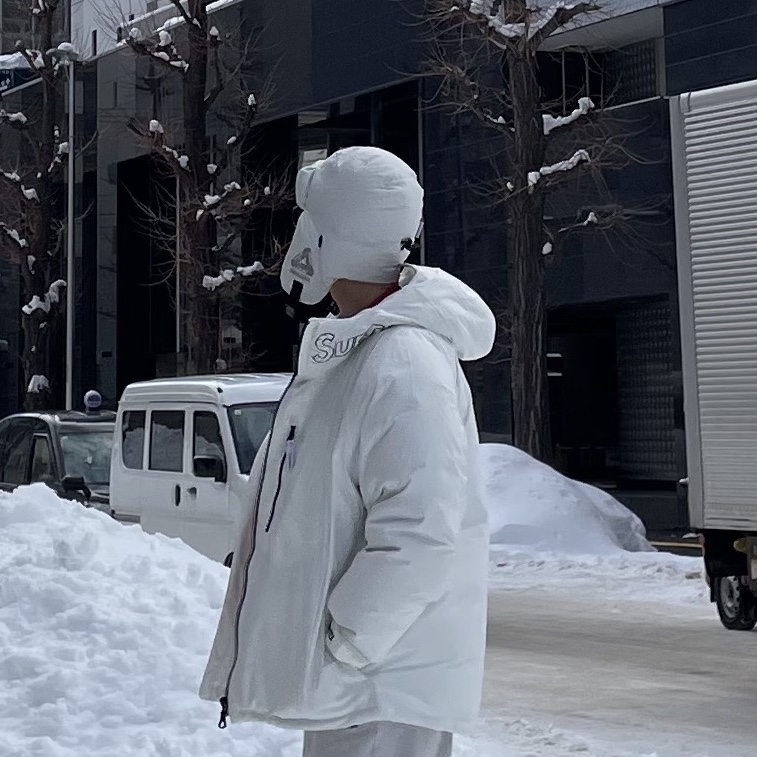 Palace Gore-Tex Windstopper Puffa Trooper Soft White - 24FW, Supreme Gore-Tex 700-Fill Down Parka White - 23FW 착용 스타일