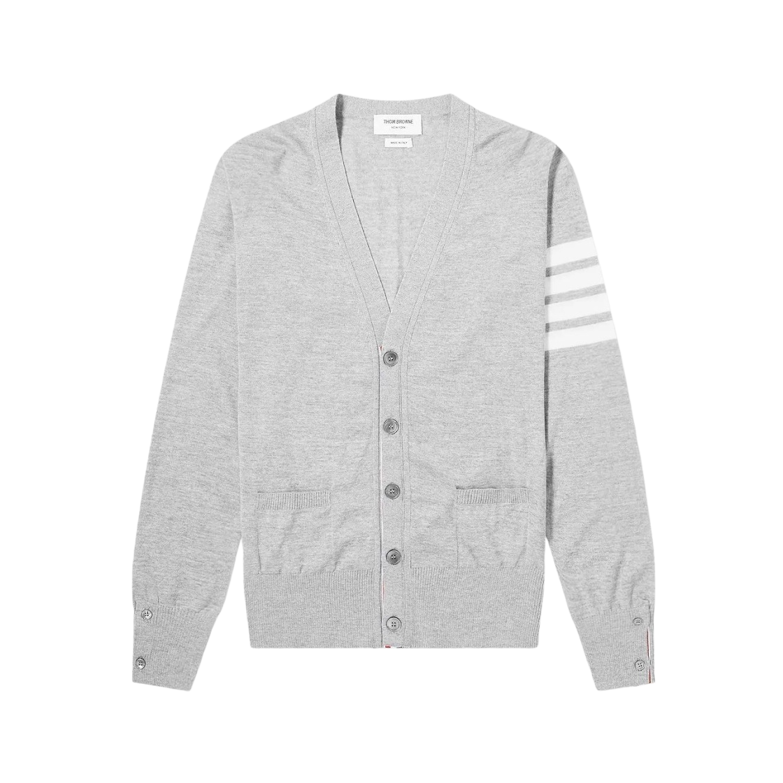 MKC002A-00014-058 Thom Browne Classic Merino Wool Cardigan Pale Grey - 대표 이미지 #1