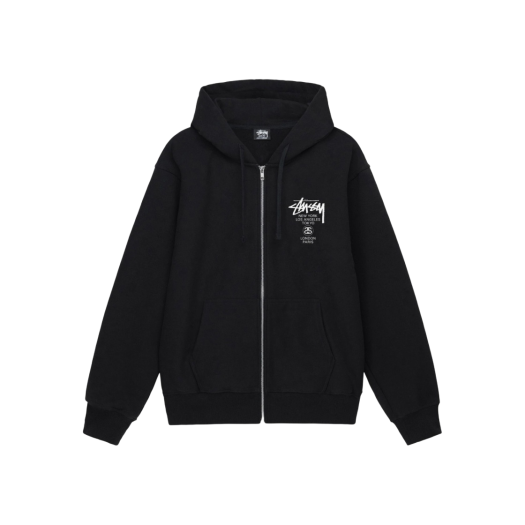 Stussy World Tour Zip Hoodie Black 2022