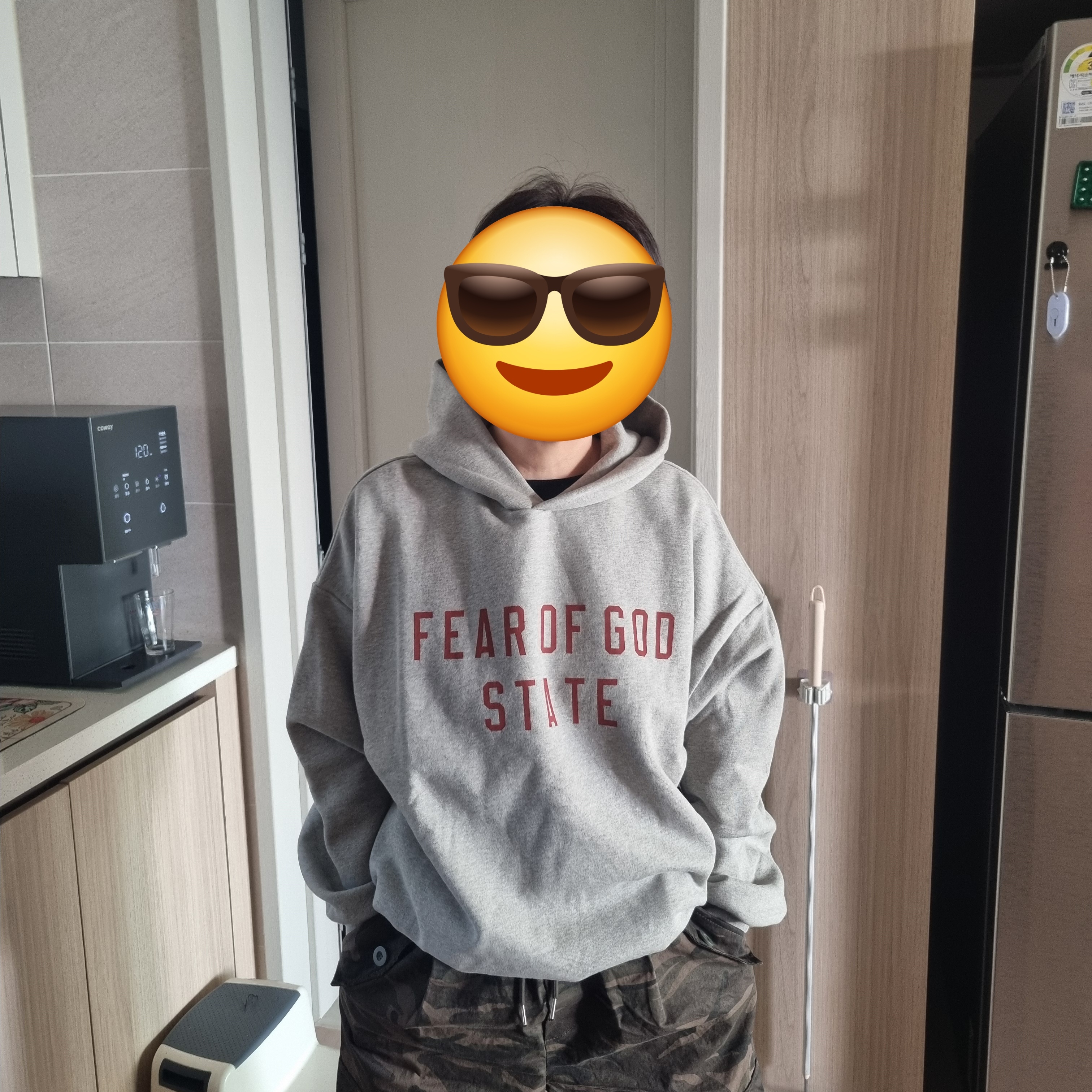 Essentials Fleece State Hoodie Dark Heather - 24FW 착용 스타일 - 1