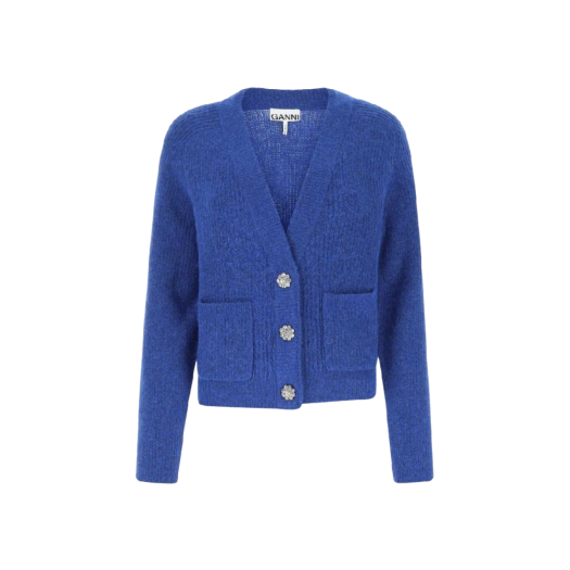 (W) Ganni Wool Cardigan Nautical Blue