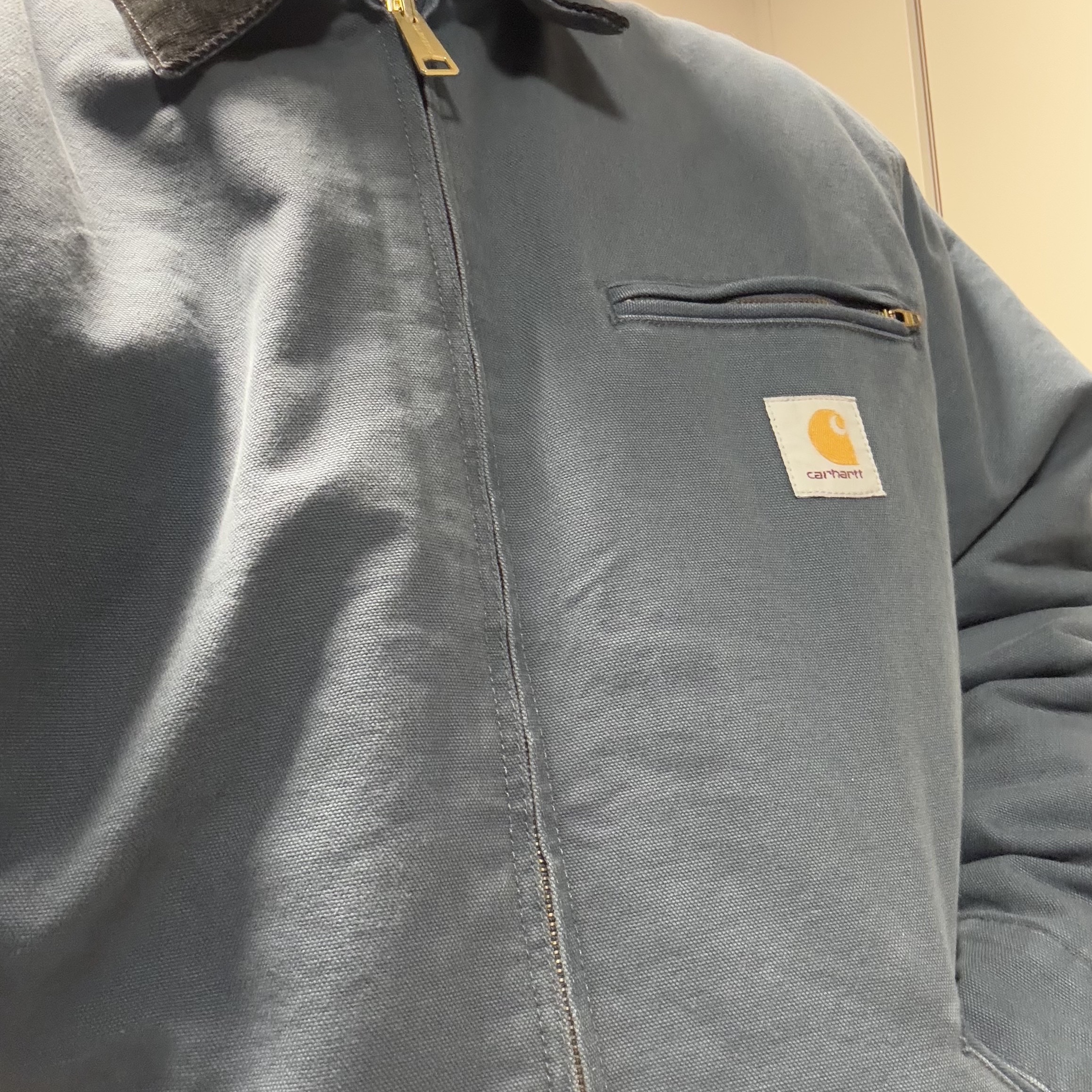 Carhartt WIP Organic Cotton Dearborn Canvas OG Detroit Jacket Ore Aged Canvas - Winter 착용 스타일 - 2