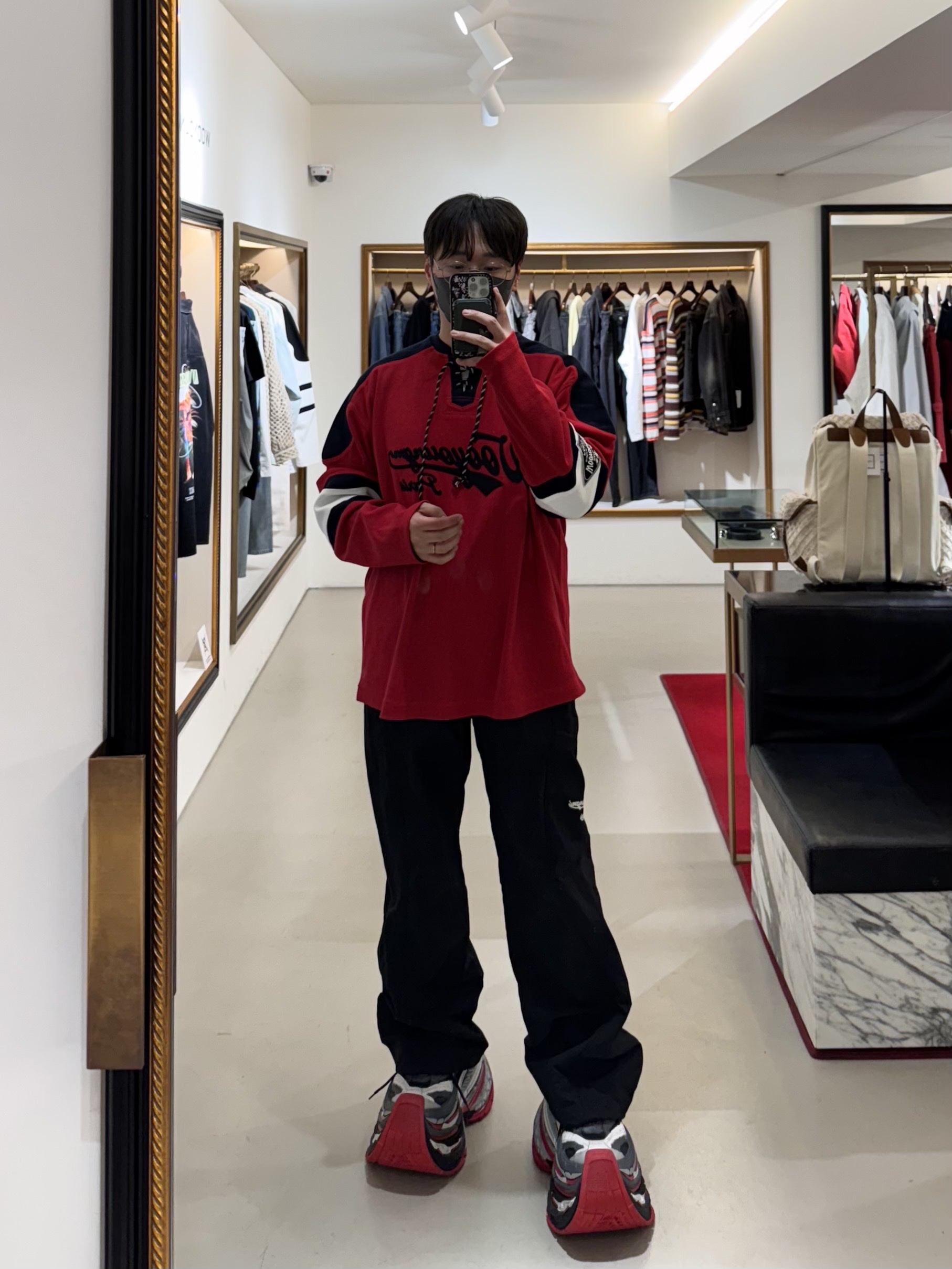 (W) Wooyoungmi Tweed Banding Jacket Gray - 24FW, Wooyoungmi New Straight Denim Pants Blue - 25SS 착용 스타일 - 5