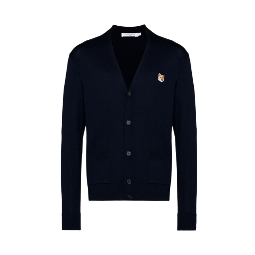 Maison Kitsune Fox Head Patch Classic Cardigan Navy