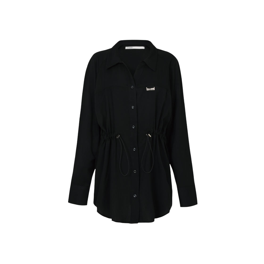 【BOHEMIAN SEOUL】25ss ROUND BUTTON SLEEVE W) 보헤미안 서울 오픈 칼라 스트링 셔츠 블랙 | Bohemian Seoul