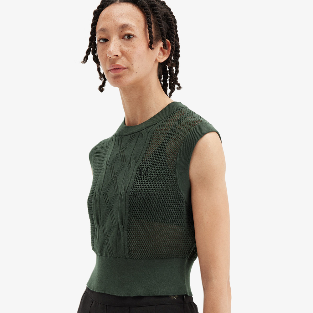 프레드페리 우먼즈 텍스쳐드 니트 베스트 코트그린(Fred Perry Womens Textured Knitted Vest Court Green) - 4