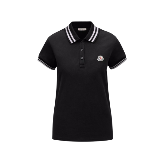 (W) Moncler Logo Patch Polo Shirt Black - 22SS