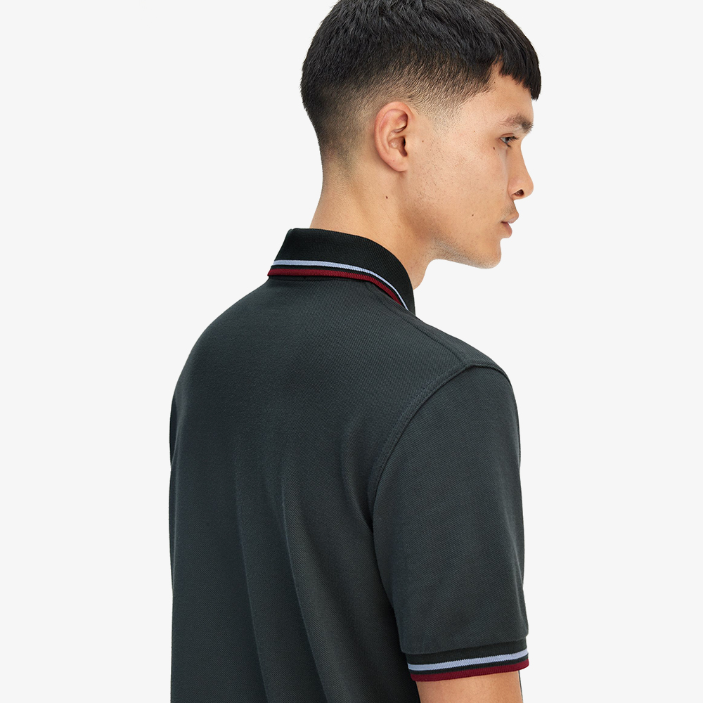 프레드페리 M12 트윈 팁 프레드페리 셔츠 나이트그린/라이트 스모크/번트레드(Fred Perry Twin Tipped Fred Perry Shirt Night Green/Light Smoke/Burnt Red) - 5