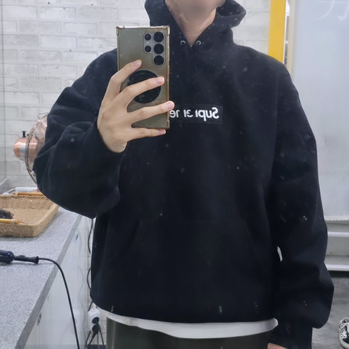 Supreme Box Logo Hooded Sweatshirt Black - 24FW 착용 스타일