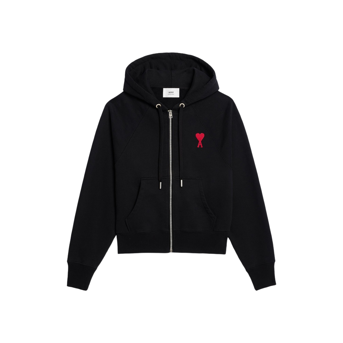 ★韓国の人気【AMI】★ハートロゴ コットン ジップジャケッ.ト★ AMI PARIS□ハートロゴ ジップジャケット Black (AMI PARIS
