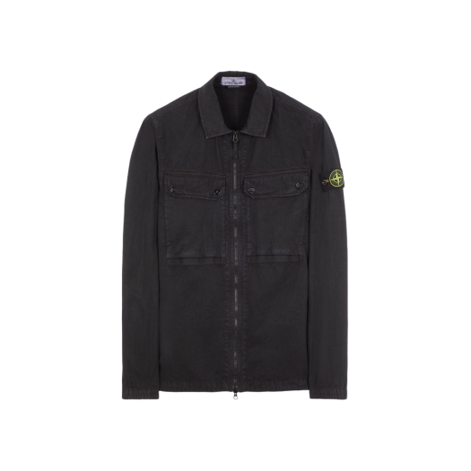 Stone Island 102WN Brushed Organic Cotton Overshirt Black - 23FW