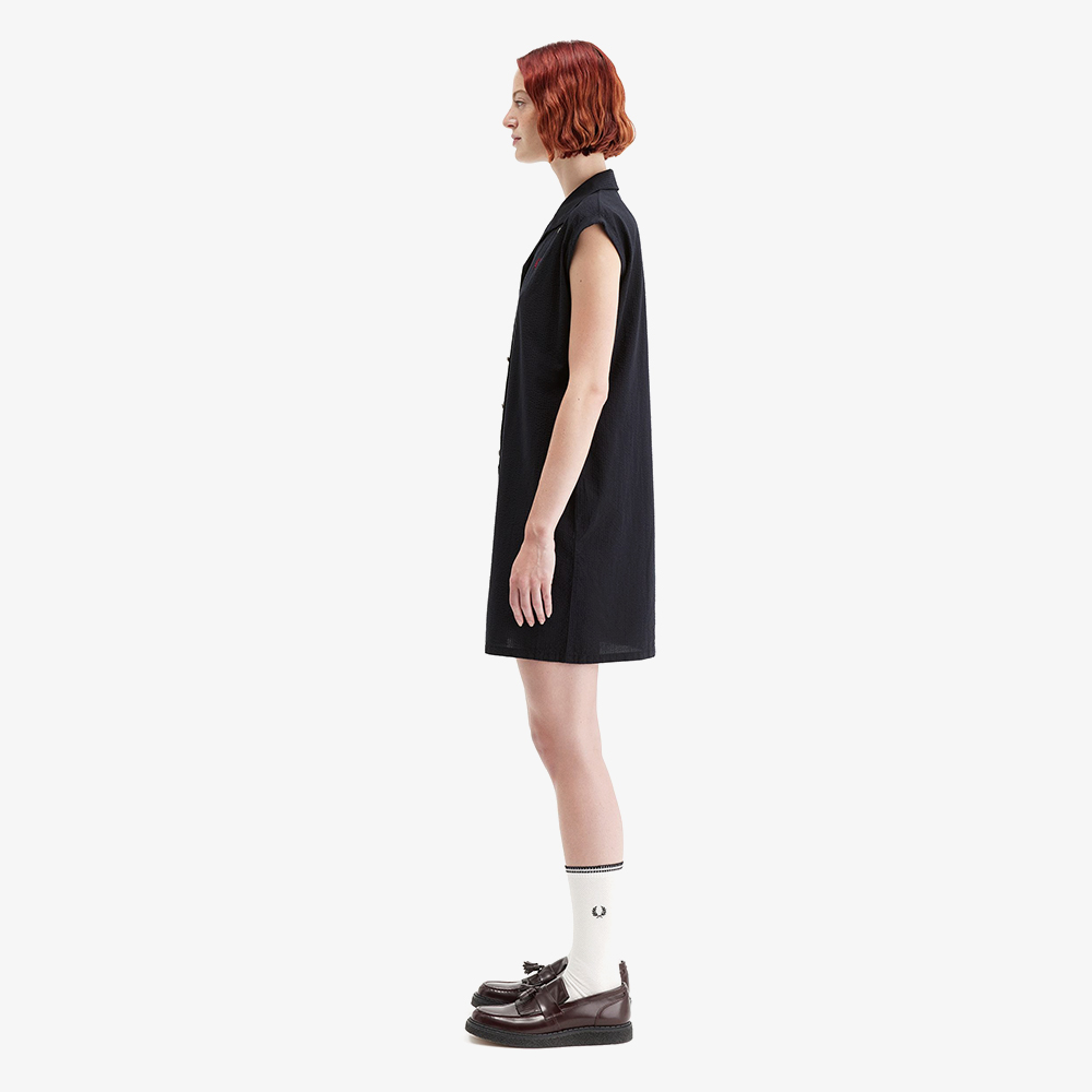 프레드페리x에이미와인하우스 오픈 칼라 셔츠 드레스 블랙(Fred PerryxAmy Whinehosue Open Collar Shirt Dress Black) - 3