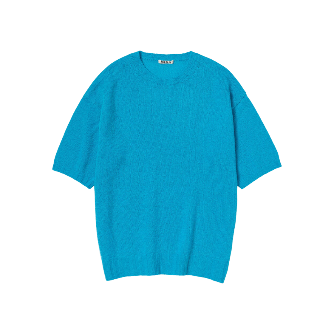 A23AT03SC Auralee Shetland Wool Cashmere Knit T-Shirt Turquoise Blue - 대표 이미지 #1