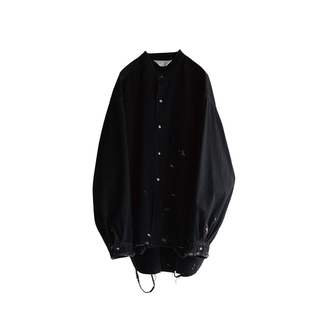 ANCELLM DENIM PAINT LONG SHIRT 23AW サイズ1 ANCELLM - DENIM PAINT LONG SHIRT/BLACK | NapsNote