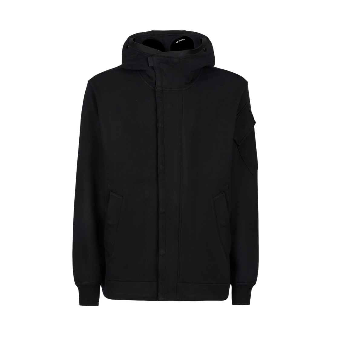 13CMSS055A005086W999 C.P. Company Diagonal Raised Fleece Goggle Zipped Hoodie Black - 22FW - 대표 이미지 #1