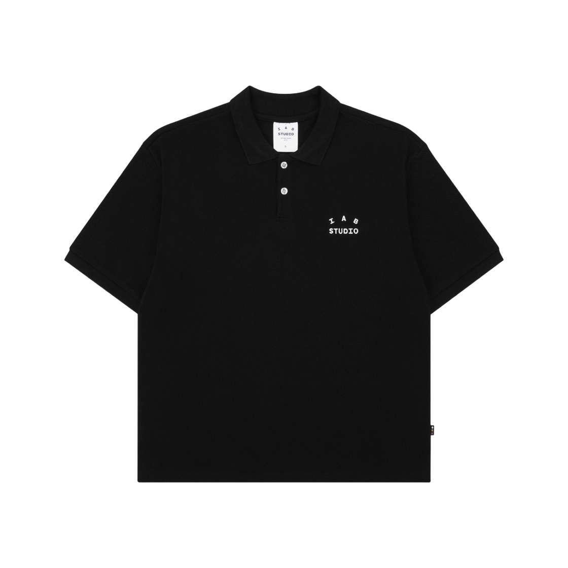 【IAB STUDIO】Cropped Pique Shirt Black Exclusive a_80c5540e56e44166a3222a801e69
