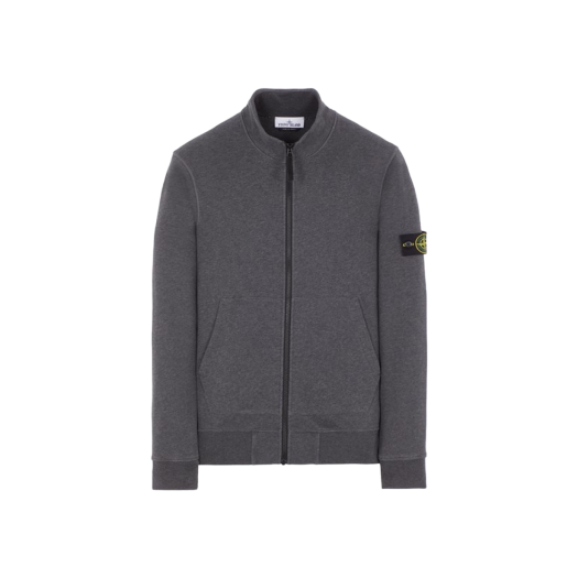 Stone Island 64351 Cotton Fleece Track Top Dark Gray Melange - 23SS