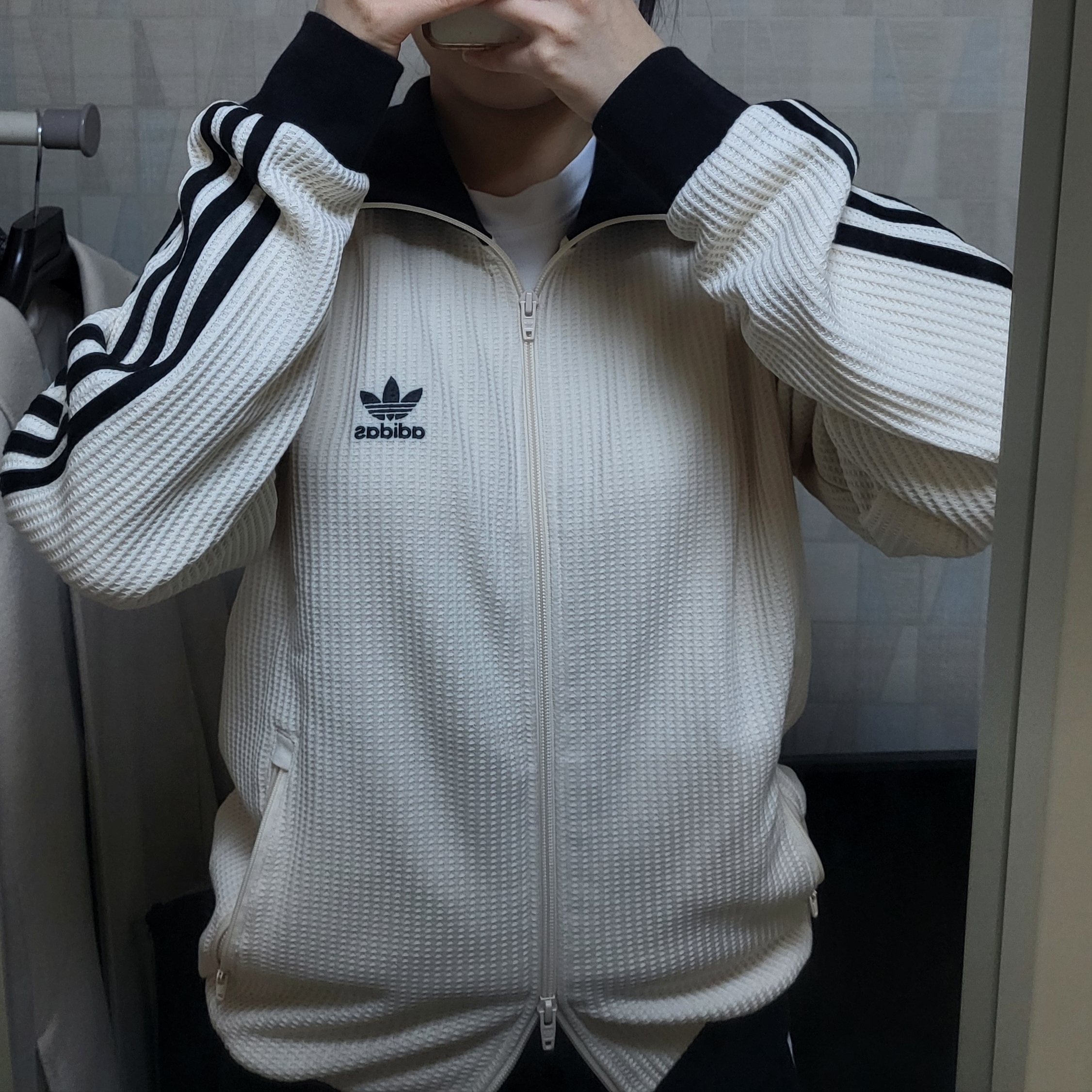 Adidas Waffle Beckenbauer Track Top Wonder White - KR Sizing 착용 스타일