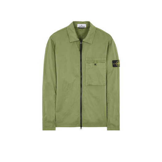 Stone Island 12619 Supima Cotton Twill Stretch-TC Garment Dyed Overshirt Olive Green - 22SS