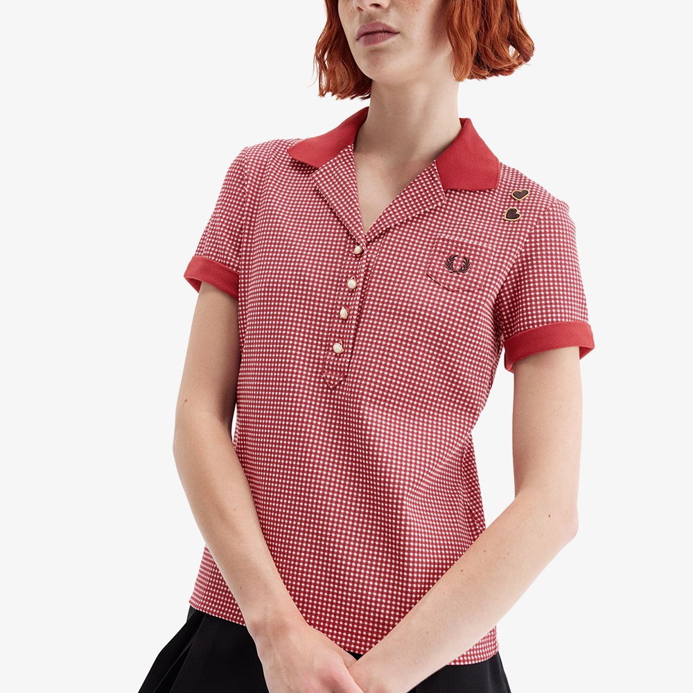 프레드페리x에이미 와인하우스 깅엄 프린트 폴로 셔츠 번트 레드(Fred PerryxAmy Winehouse Gingham Print Polo Shirt Burnt Red) - 5