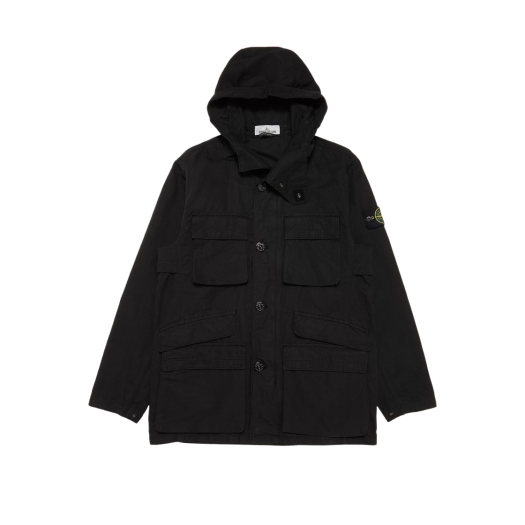 Stone Island 42306 Tela Cotone Lino Fiammato TC Garment Dyed Field Jacket Black - 22SS
