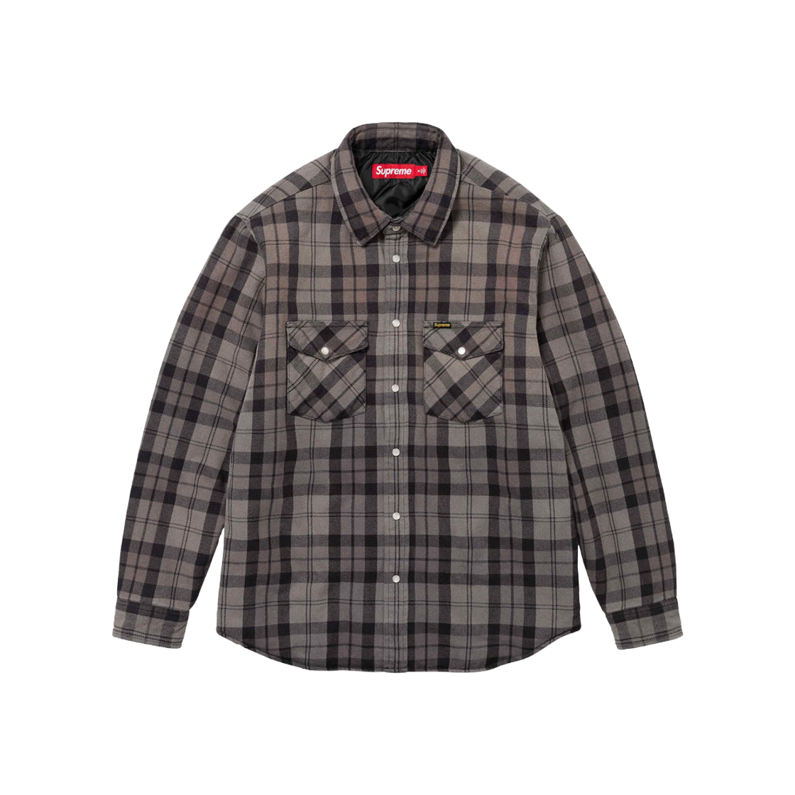 S 黒 茶 Supreme Lined ふさげ Flannel Snap Shirt