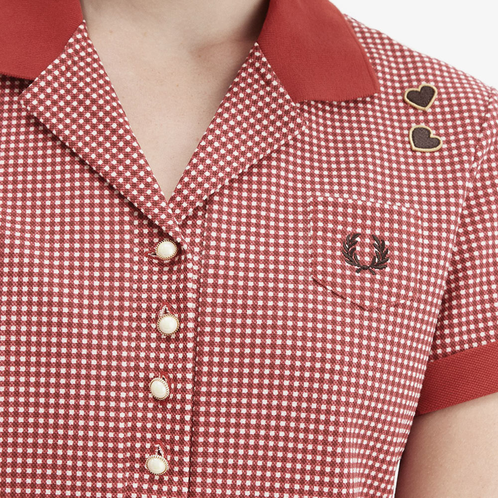 프레드페리x에이미 와인하우스 깅엄 프린트 폴로 셔츠 번트 레드(Fred PerryxAmy Winehouse Gingham Print Polo Shirt Burnt Red) - 6