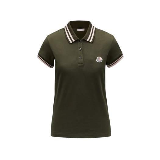 (W) Moncler Logo Patch Polo Shirt Dark Military Green - 22SS
