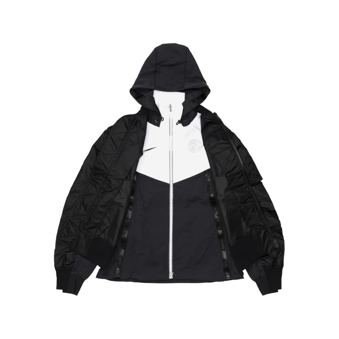 Sacai × NIKE NRG Layered Bomber Jacket Nike x Sacai】 Layered Bomber Jacket Grey Fog (Wom) (Nike
