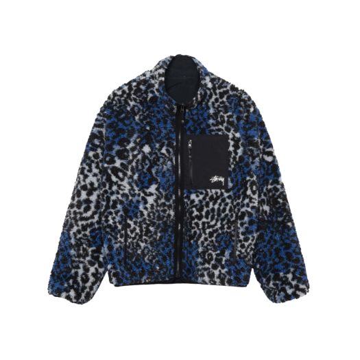Stussy Sherpa Reversible Jacket Blue Leopard