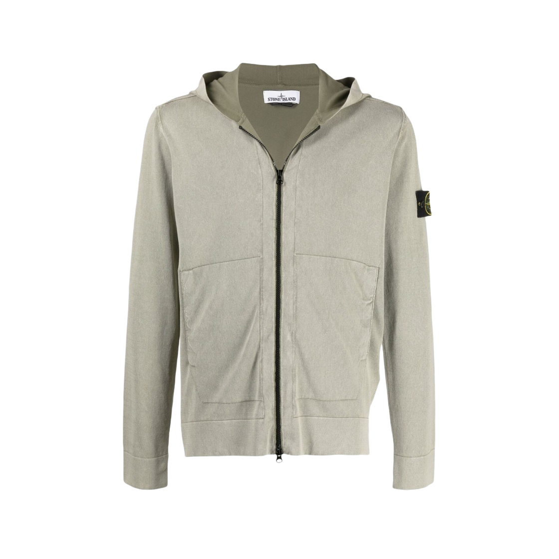 스톤 아일랜드 553D9 화이트 프로스트 트리트먼트 후드 니트 가디건 올리브 그린 - 21SS | Stone Island | KREAM Stone... 