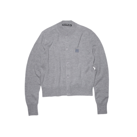 (W) Acne Studios Keva Face Crewneck Cardigan Grey Melange