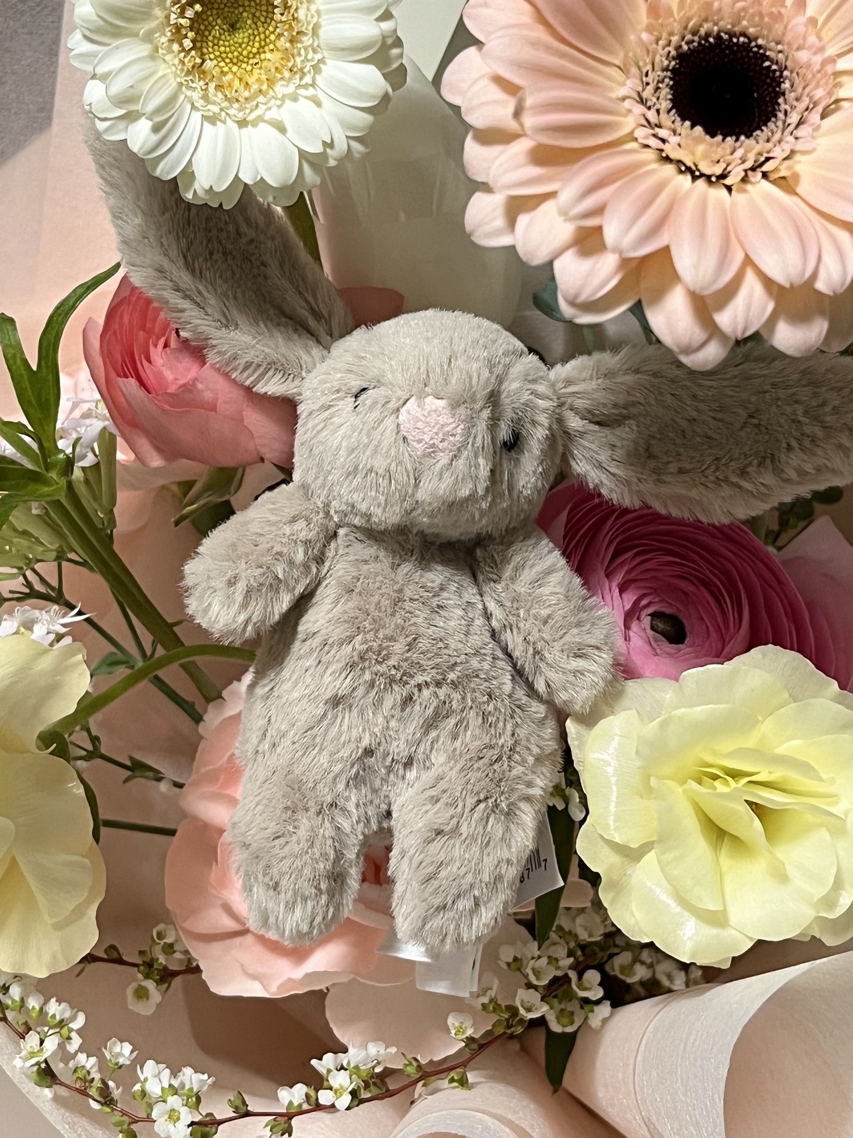 Jellycat Bashful Bunny Bag Charm Beige, Mischief Rhombus Backpack Black 착용 스타일 - 2