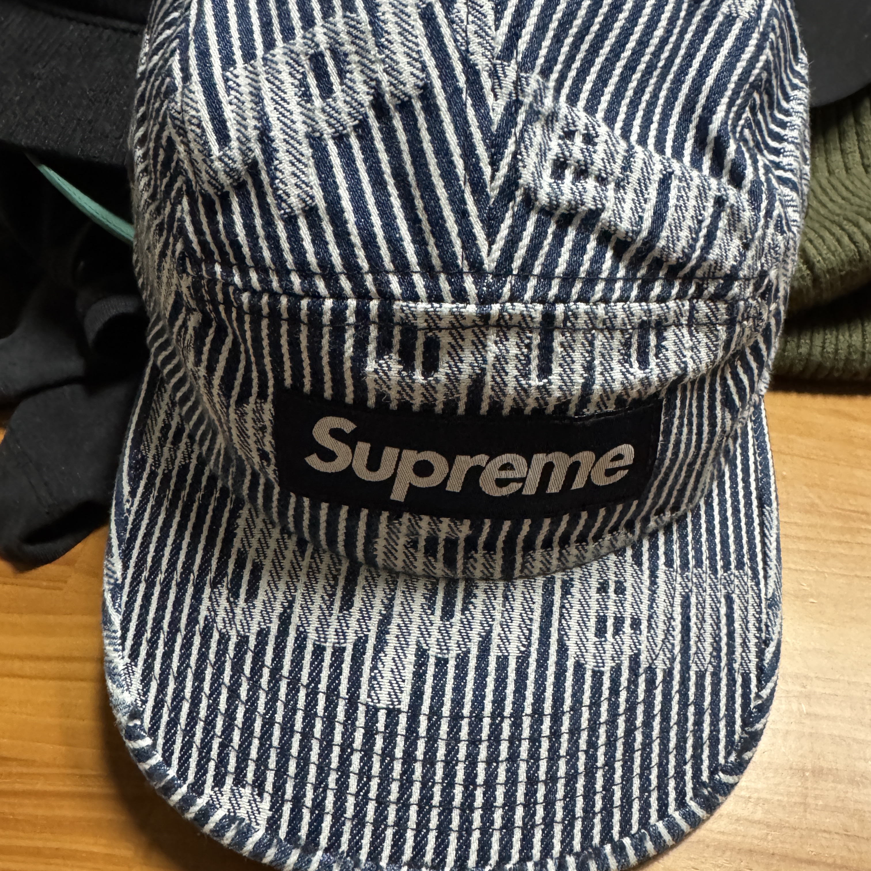 Supreme Denim Camp Cap Stripe - 24SS 착용 스타일